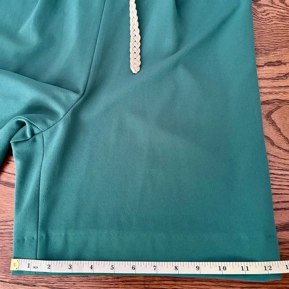 Calvin Klein Sleeveless V-neck Meadow Green Stretch Romper Shorts - Picture 8 of 11